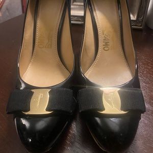 Salvatore Ferragamo black patent leather heels